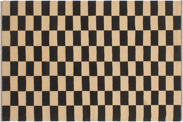 Flat Weave Kilim, Antique, Navaho, Vintage, Handmade, Modern Kilim Beige Black Hand-Woven Rectangle 100% Wool Area Rug 4 x 6